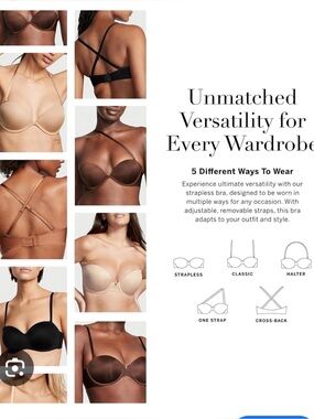 Victoria’s Secret multi-way padded push up 36DD bra nwot strapless 36E